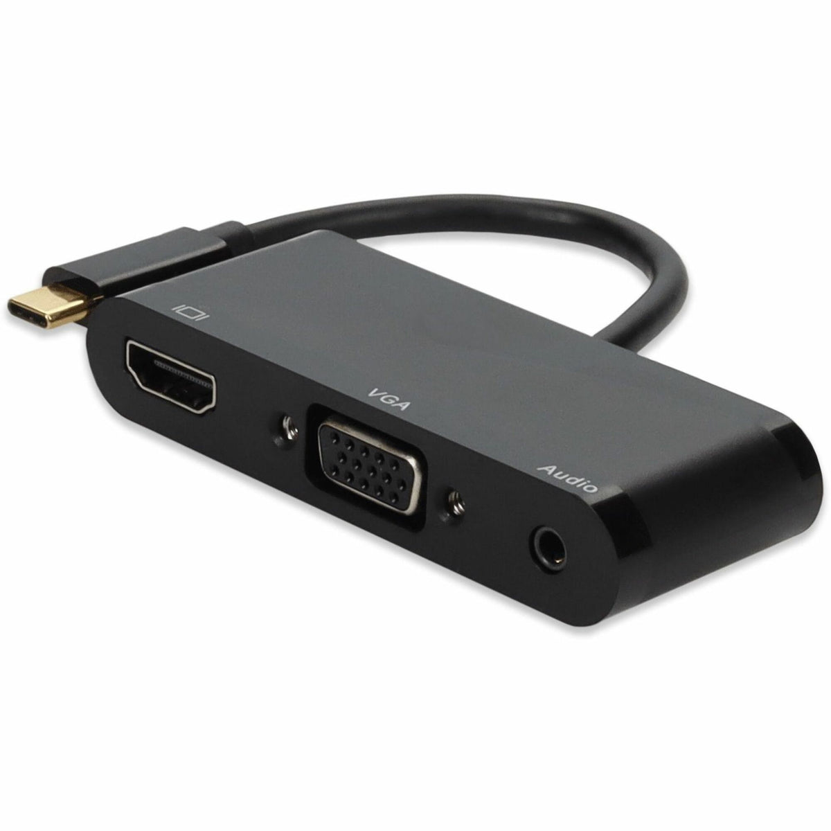 AddOn USB-C 3.1 Male to HDMI Female, VGA Female, USB-A 2.0 Female Black Adapter - USBC2HDMIVGAUSBAUD-AO