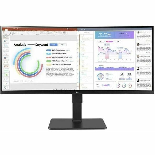 LG 34BQ77QE-B 34" Class Curved Screen LED Monitor - 21:9 - Textured Black - TAA Compliant - 34BQ77QE-B