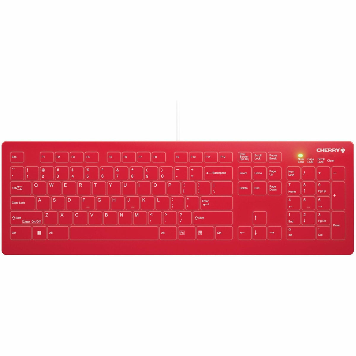 CHERRY AK-C8112 Medical Keyboard - Permanent Cable - US Layout - (CF/WIN LEFT) Red - AK-C8112-US-WR/US