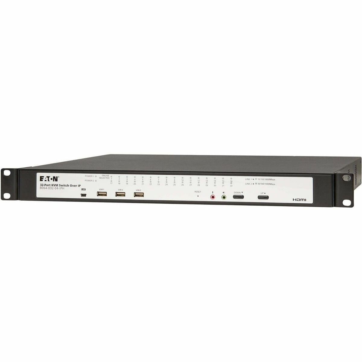 Eaton 32-Port Cat5e KVM over IP Switch - Virtual Media, 3 Remote/1 Local User, HDMI Output, 1U Rack-Mount, TAA - B064-032-04-IPH