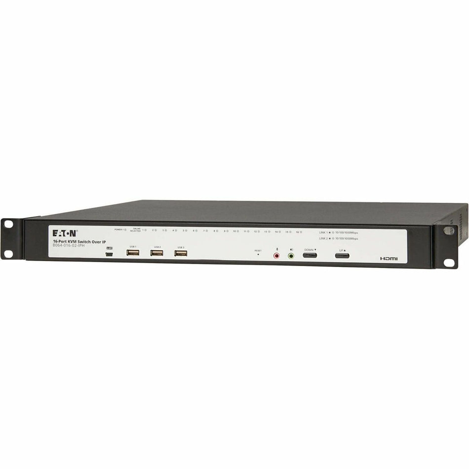 Eaton 16-Port Cat5e KVM over IP Switch - Virtual Media, 2 Remote/1 Local User, HDMI Output, 1U Rack-Mount, TAA - B064-016-02-IPH