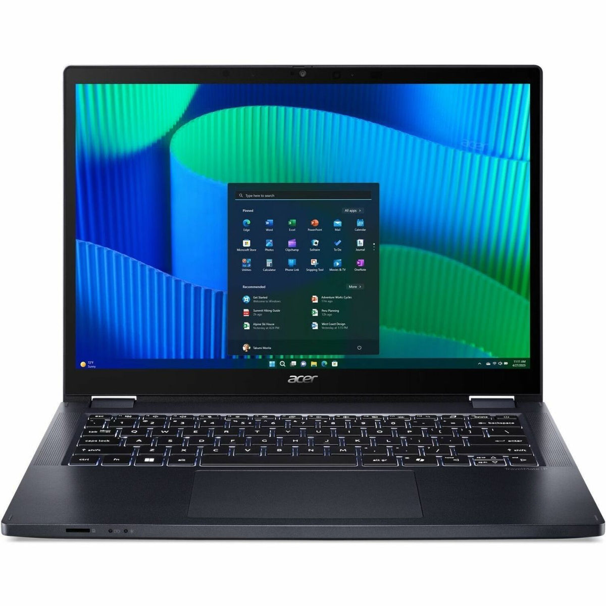 Acer TravelMate P4 Spin 14 P414RN-54 TMP414RN-54-72F5 14" Touchscreen Convertible 2 in 1 Notebook - WUXGA - 60 Hz - Intel Core Ultra 7 155U - 16 GB - 1 TB SSD - English Keyboard - Blue - NX.B6HAA.002