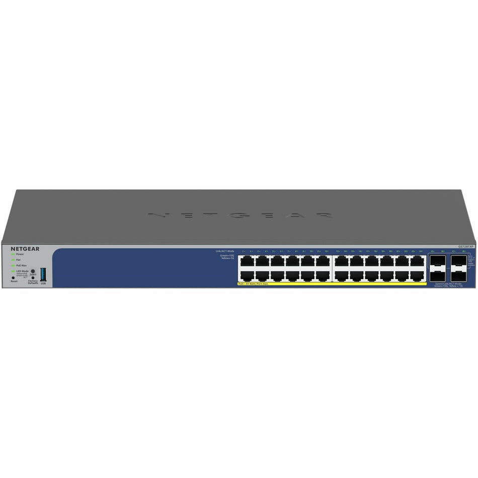 Netgear Gigabit PoE+ Smart Switches with 4 Dedicated 10G SFP+ Ports - GS728TXP-300NAS