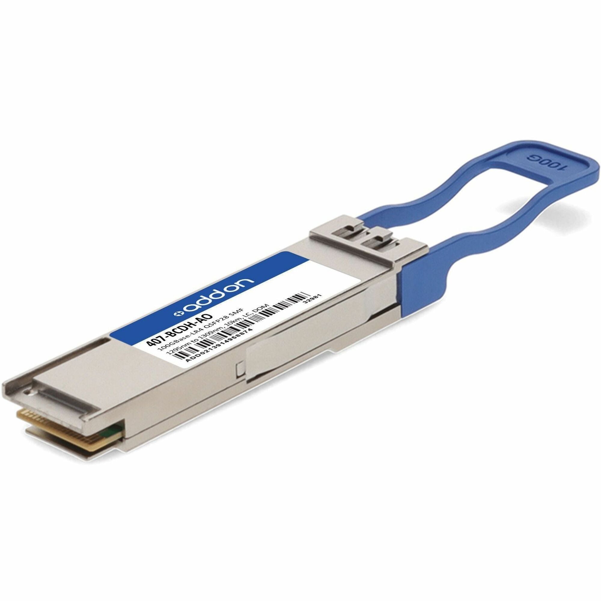 AddOn Dell&reg; 407-BCDH Compatible TAA 100GBase-LR4 QSFP28 Transceiver (SMF, 1295nm to 1309nm, 10km, LC, DOM) - 407-BCDH-AO