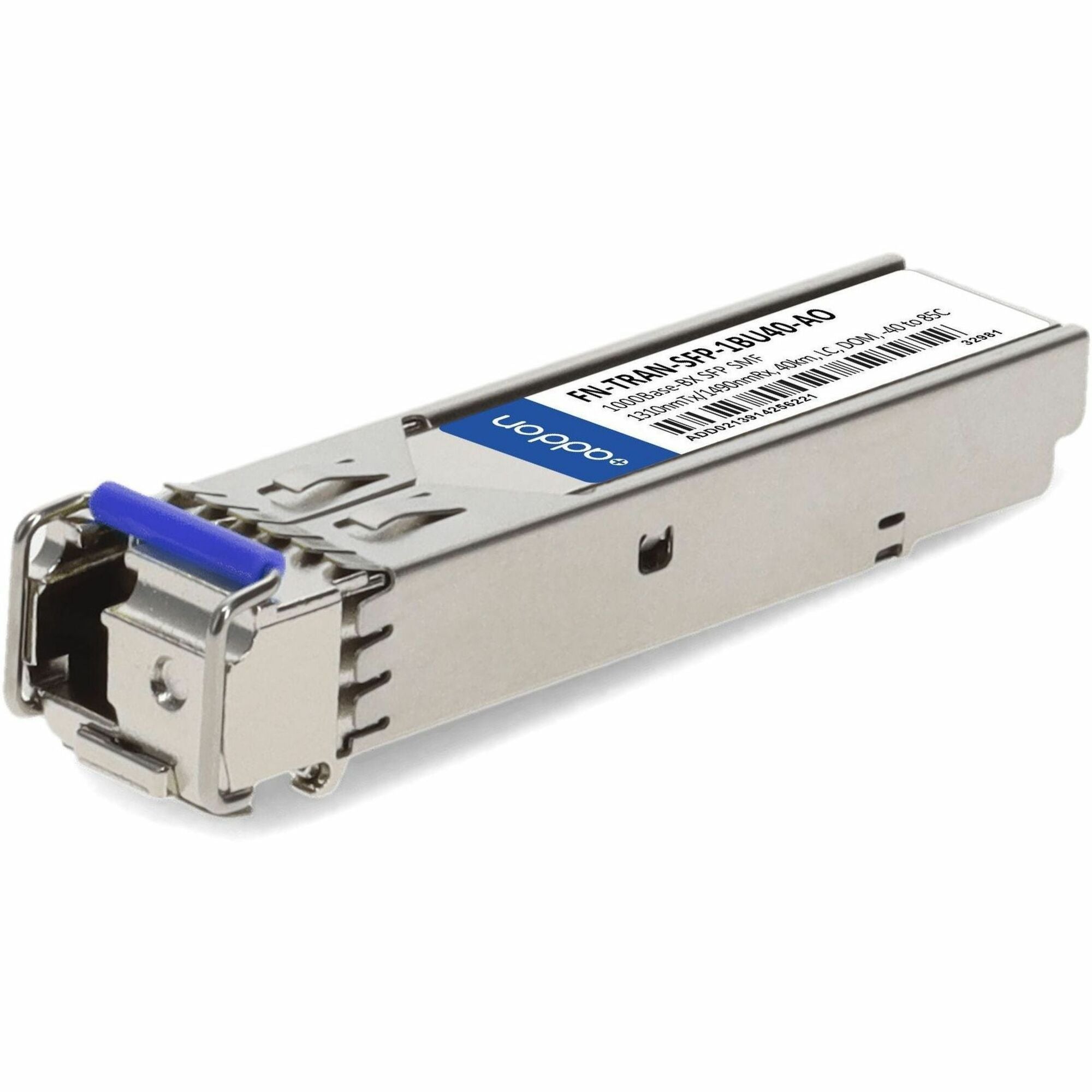 AddOn Fortinet&reg; FN-TRAN-SFP-1BU40 Compatible TAA 1000Base-BX SFP Transceiver (SMF, 1310nmTx/1490nmRx, 40km, LC, DOM, -40 to 85C) - FN-TRAN-SFP-1BU40-AO