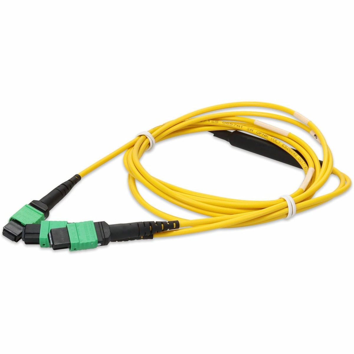 Mellanox Compatible 7m Angled MPO (Female) to 2x Angled MPO (Female) 12-Strand Yellow Polarity-B OS2 Fiber LSZH Patch Cable - MFP7E40-N007-AO