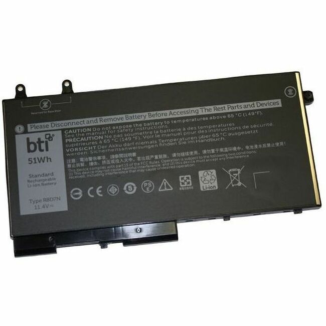 BTI 451-BCIQ-BTI 11.4V 51WHR LI-ION BATTERY 0R8D7N, 451-BCIQ, R8D7N, W8GMW INSPIRON 15 7590 2-IN-1, INSPIRON 7590 2-IN-1, LATITUDE 5400, LATITUDE 5401, LATITUDE 5500, LATITUDE 5501, PRECISION 3540 - 451-BCIQ-BTI