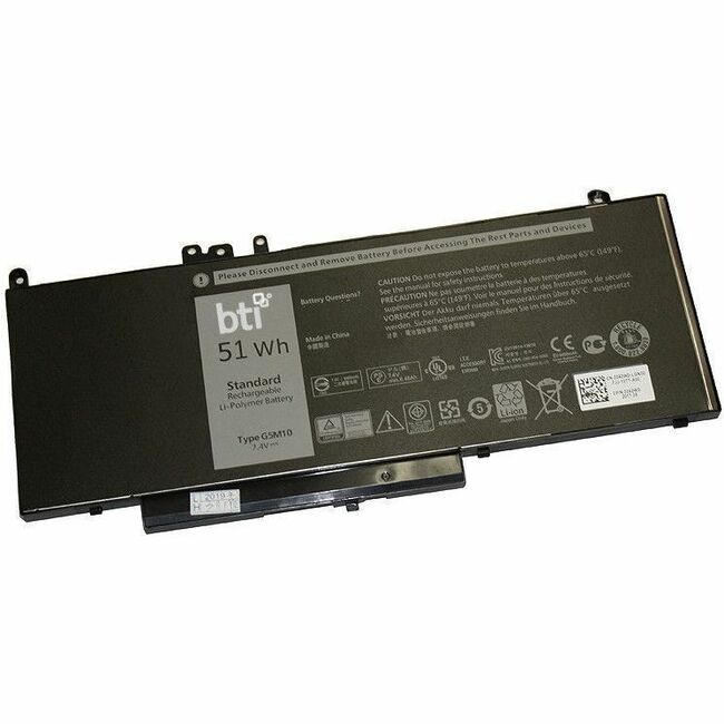 BTI 451-BBLK-BTI 7.4V 51WHR LI-ION BATTERY 0G5M10, 5XFWC, K9GVN, WYJC2, 451-BBLK, 8V5GX, PF59Y, YM3TC, 451-BBLL, F5WW5, R9XM9, 451-BBLN, G5M10, VMKXM LATITUDE E5450, E5550 - 451-BBLK-BTI