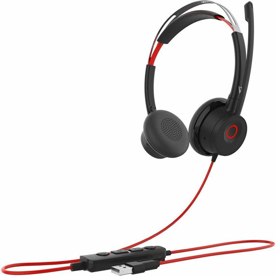 V7 HU621 Premium Headset - Noise Cancellation - ENC Mic - ANC -USB-A/C - Black - HU621