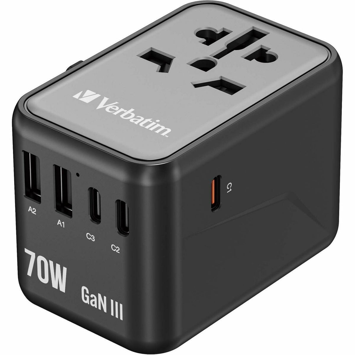 Verbatim UTA-09 Gan III Universal Travel Adapter 70W - USB-C, USB-A - 32124