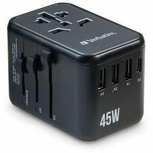 Verbatim UTA-08 Universal Travel Adapter 45W - USB-C, USB-A - 32123