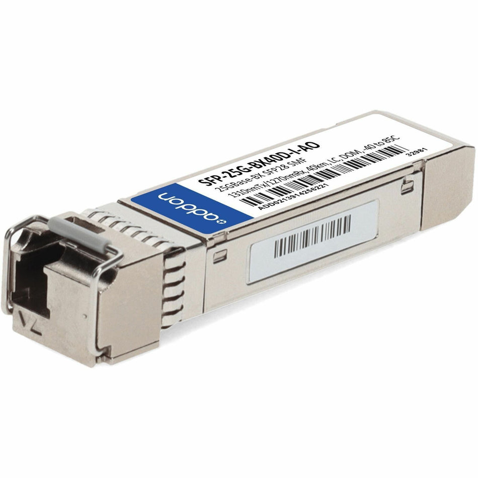 AddOn Cisco SFP-25G-BX40D-I Compatible TAA 25GBase-BX SFP28 Transceiver (SMF, 1310nmTx/1270nmRx, 40km, LC, DOM, -40 to 85C) - SFP-25G-BX40D-I-AO