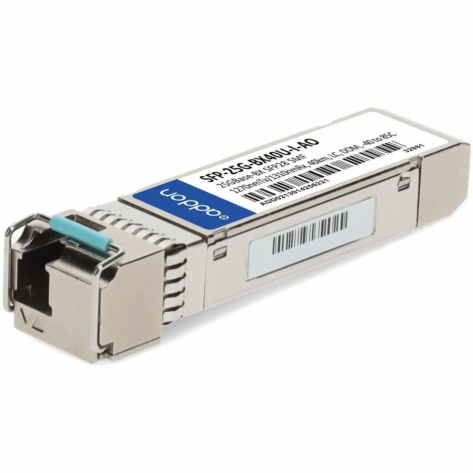 AddOn Cisco SFP-25G-BX40U-I Compatible TAA 25GBase-BX SFP28 Transceiver (SMF, 1270nmTx/1310nmRx, 40km, LC, DOM, -40 to 85C) - SFP-25G-BX40U-I-AO