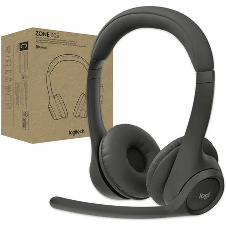 Logitech Zone 305 for Business, Wireless Bluetooth Headset With Microphone, for Google Meet, Google Voice, Zoom, Compatible With Windows, Mac, Chrome, Linux, iOS, iPadOS, Android, Black - 981-001452