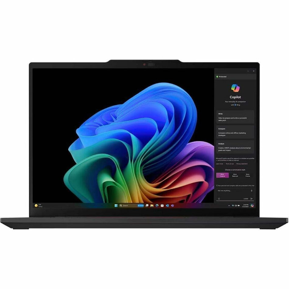 Lenovo ThinkPad T14s Gen 6 21N10000US 14" Copilot+ PC Notebook - WUXGA - 60 Hz - Qualcomm Snapdragon X Elite X1E-78-100 - 32 GB - 1 TB SSD - English Keyboard - Black - 21N10000US