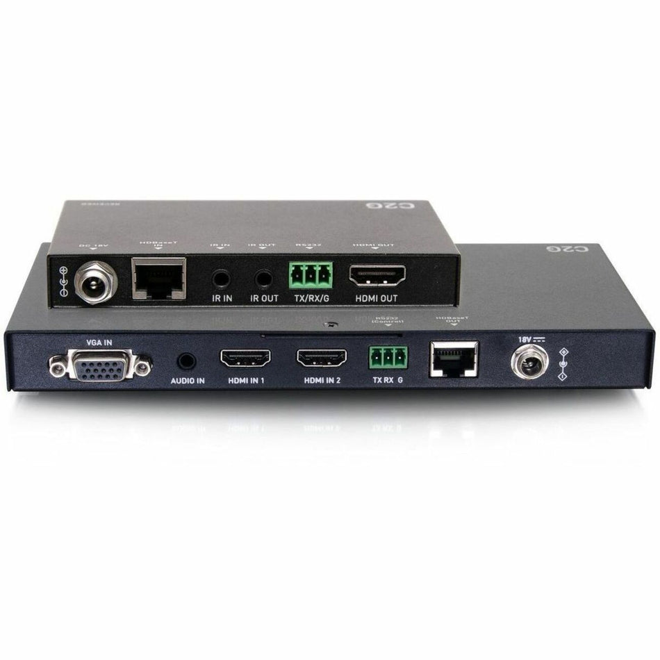 C2G Dual 4K HDMI&reg; HDBaseT + VGA, 3.5mm, and RS232 over Cat Switching Extender Box Transmitter to Ultra-Slim Box Receiver - 4K 60Hz - C2G30027