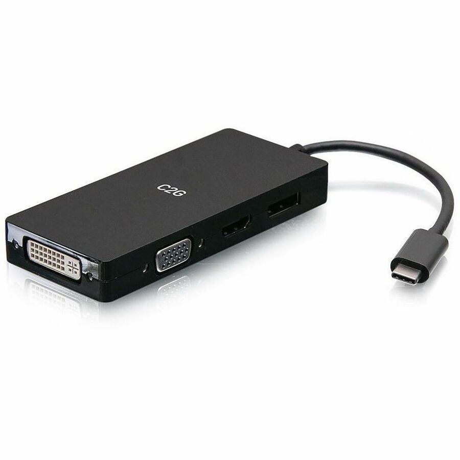C2G USB-C&reg; Multiport Adapter, 4-in-1 Video Adapter with HDMI&reg;, DisplayPort™, DVI, and VGA - 4K 60Hz - C2G54454