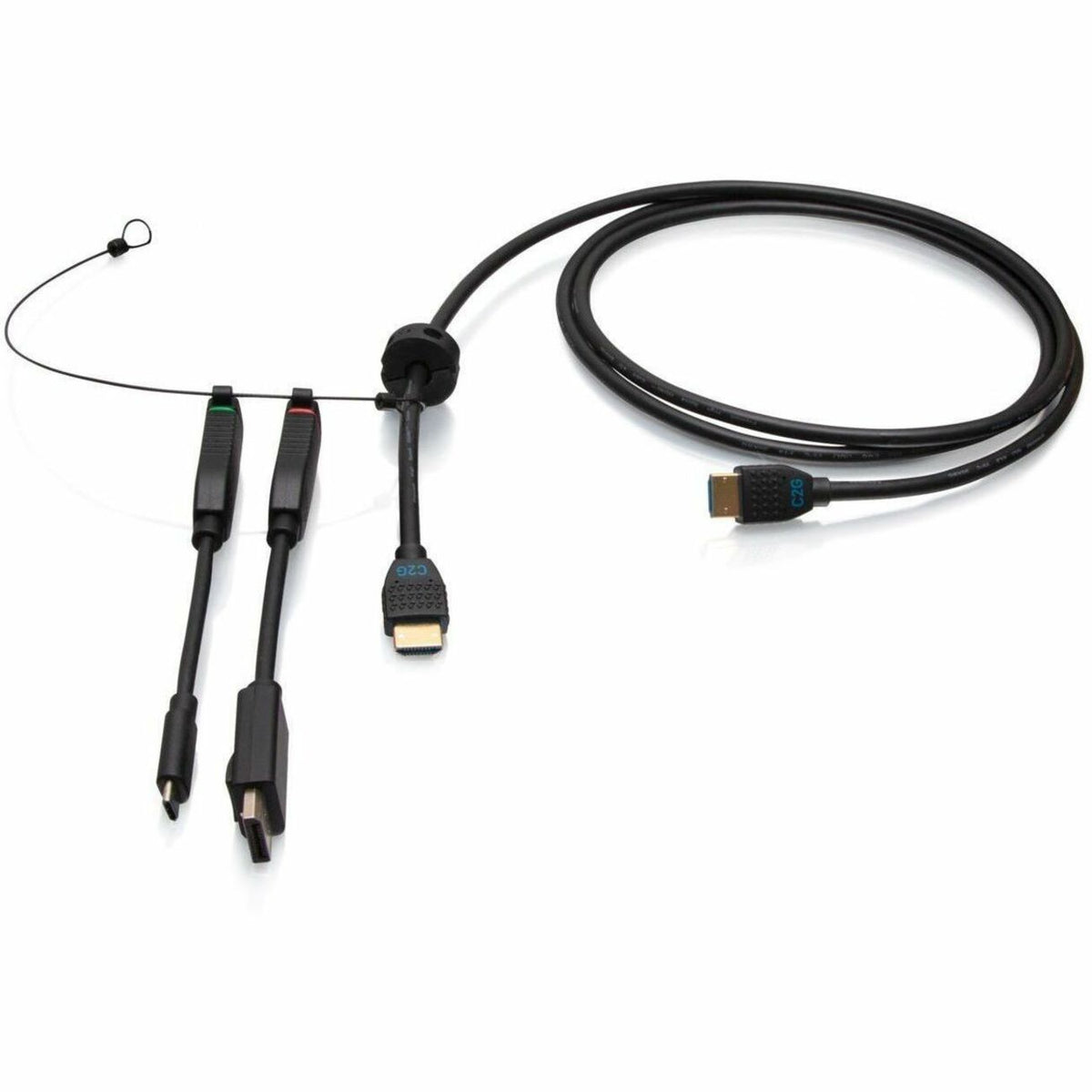 C2G 6ft (1.8m) 4K HDMI&reg; Premium Cable and Universal Dongle Adapter Ring with Color Coded DisplayPort™ and USB-C&reg; (without Pull Tab) - C2G4200587