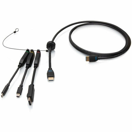 C2G 6ft (1.8m) 4K HDMI&reg; Premium Cable and Universal Dongle Adapter Ring with Color Coded Mini DisplayPort™, DisplayPort, and USB-C&reg; (without Pull Tab) - C2G4200363