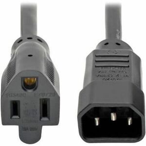 Eaton Tripp Lite Series NEMA 5-15R to C14 Computer AC Power Cable - 13A, 125V, 16 AWG, 1 ft. (0.31 m), Black - P002-001-13A
