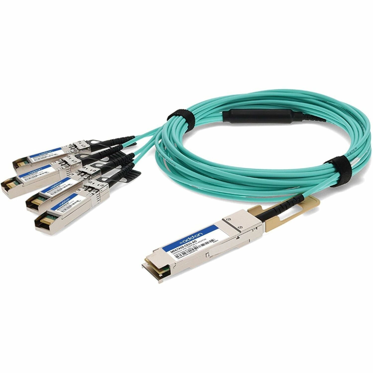 AddOn Mellanox&reg; MFA7A50-C015 Compatible 100GBase-AOC QSFP28 to 4xSFP28 Active Optical Cable (850nm, MMF, 15m) - mfa7a50-c015-ao