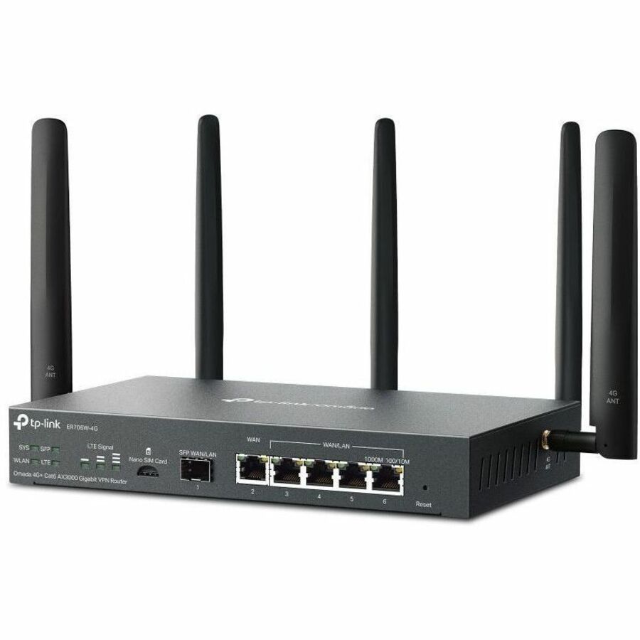 TP-Link Omada ER706W-4G Wi-Fi 6 IEEE 802.11ax 1 SIM Cable, Ethernet Modem/Wireless Router - ER706W-4G