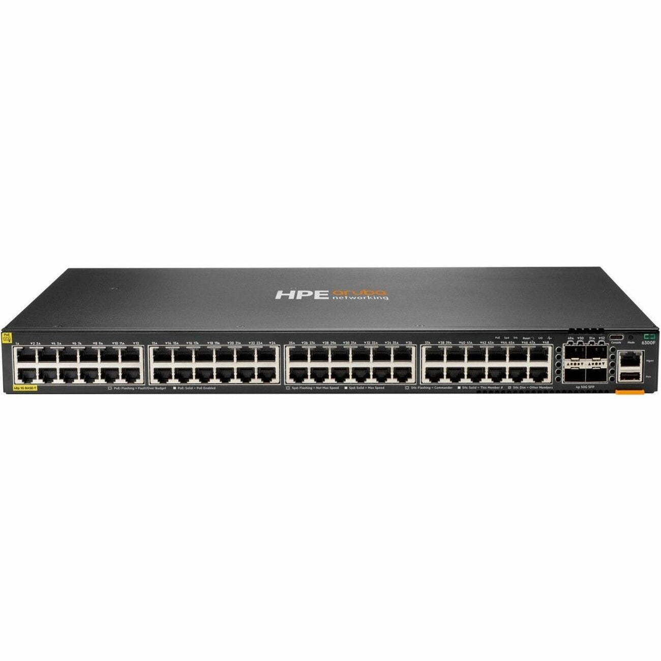 Aruba Networking 6300F 48p 10M/100M/1G Class4 PoE 4p SFP56 50G TAA Switch - S0G95A#ABA