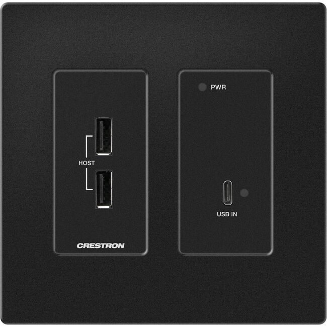 Crestron DM Lite 4K60 4:4:4 Transmitter for USB-C&reg; DisplayPort&trade; and USB 2.0 Signal Extension over CATx Cable, Wall Plate, Black - 6511930