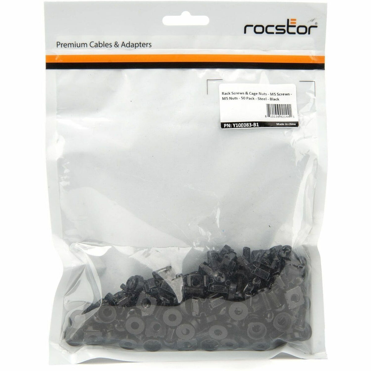 Rocstor Premium 50 Pkg M5 Mounting Screws and Cage Nuts for Server Rack Cabinet - Y10E083-B1