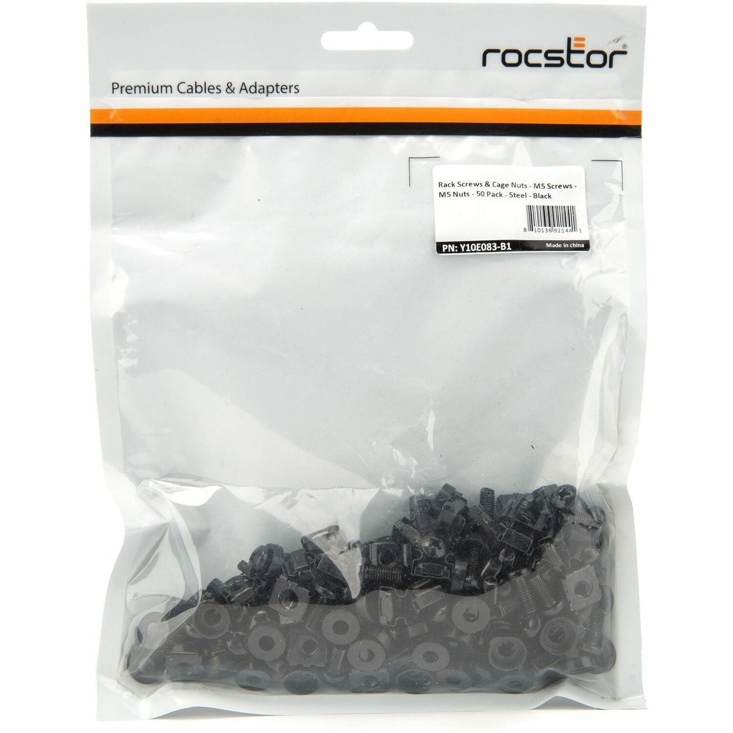 Rocstor Premium 50 Pkg M5 Mounting Screws and Cage Nuts for Server Rack Cabinet - Y10E083-B1