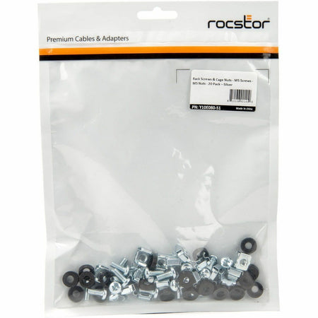 Rocstor M5 Rack Screws and M5 Cage Nuts - 20 Pack - Y10E080-S1