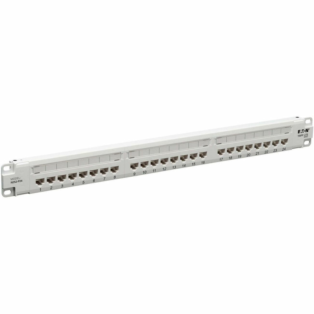 Eaton Tripp Lite Series 24-Port Cat6 Patch Panel - 4PPoE Compliant, 110/Krone, 568A/B, RJ45 Ethernet, 1U Rack-Mount, White, TAA - N252-P24-WH