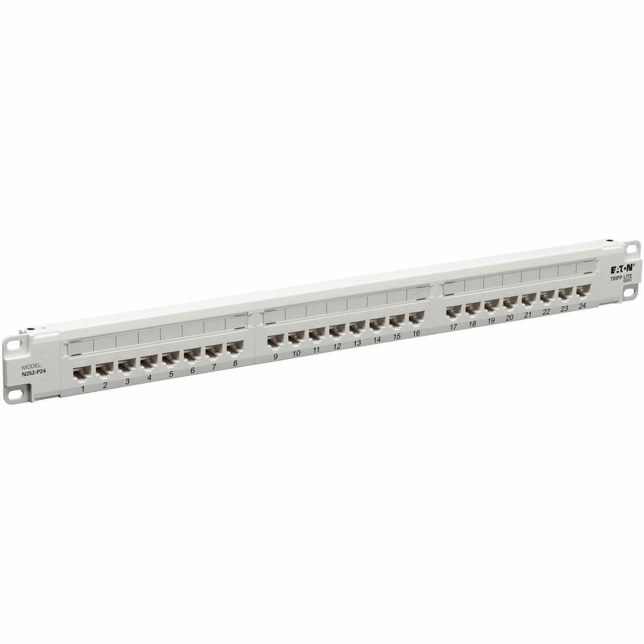 Eaton Tripp Lite Series 24-Port Cat6 Patch Panel - 4PPoE Compliant, 110/Krone, 568A/B, RJ45 Ethernet, 1U Rack-Mount, White, TAA - N252-P24-WH