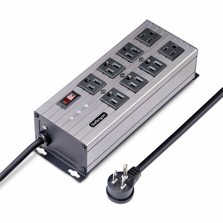 StarTech.com 8-Outlet Industrial Power Strip 125V/15A, EMI/RFI Isolation, Surge Protection, Mountable PDU, 12ft NEMA 5-15P Cord, UL Listed - 8N515S12-POWER-STRIP