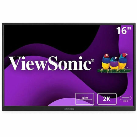 ViewSonic VG1656-2K 16 Inch WQXGA 1600p IPS Portable Monitor with 2 Way Powered 65W USB C, and Built-in Stand with Smart Cover - VG1656-2K