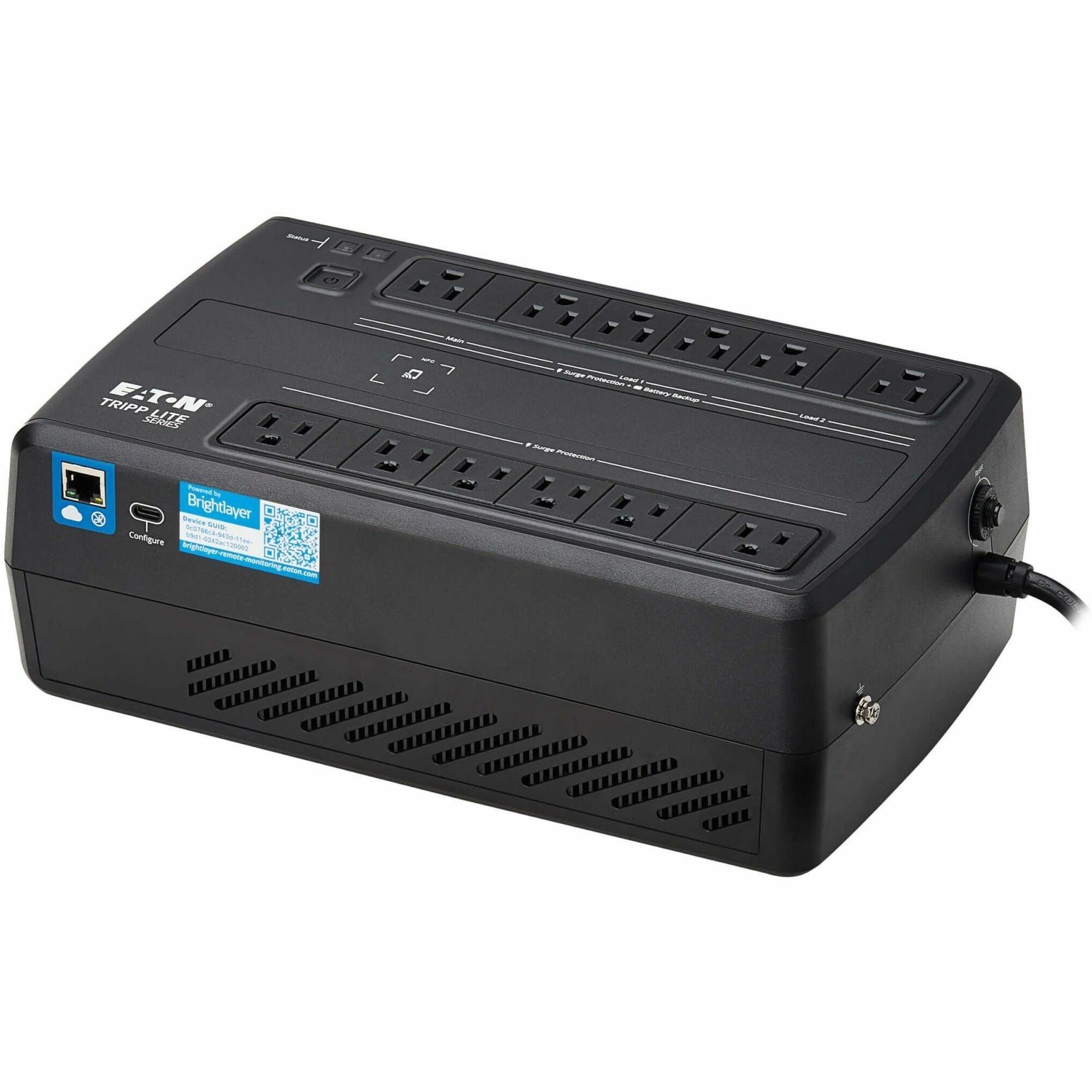 Eaton Tripp Lite Series 750VA 450W 120V Line-Interactive Cloud-Connected UPS with Remote Monitoring, 12 NEMA 5-15R Outlets (6 Surge + 6 Surge and Battery Backup), 5-15P Plug, Desktop - AVR750UNC