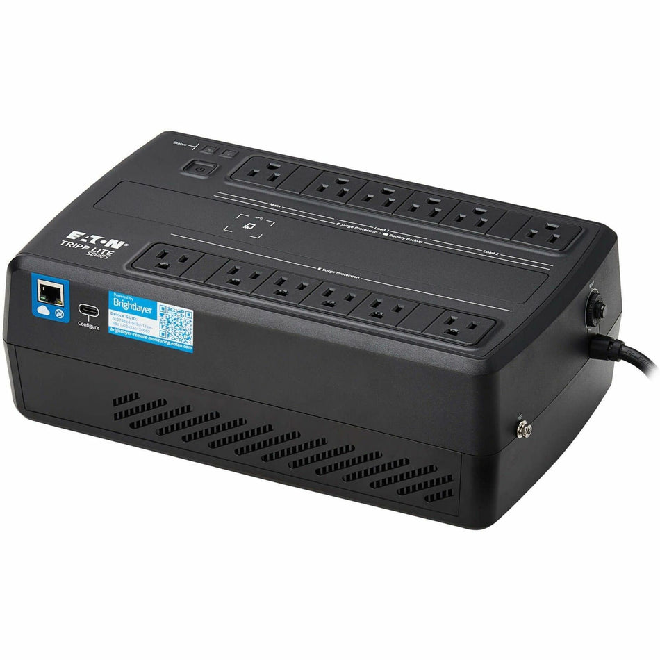 Eaton Tripp Lite Series 750VA 450W 120V Line-Interactive Cloud-Connected UPS with Remote Monitoring, 12 NEMA 5-15R Outlets (6 Surge + 6 Surge and Battery Backup), 5-15P Plug, Desktop - AVR750UNC