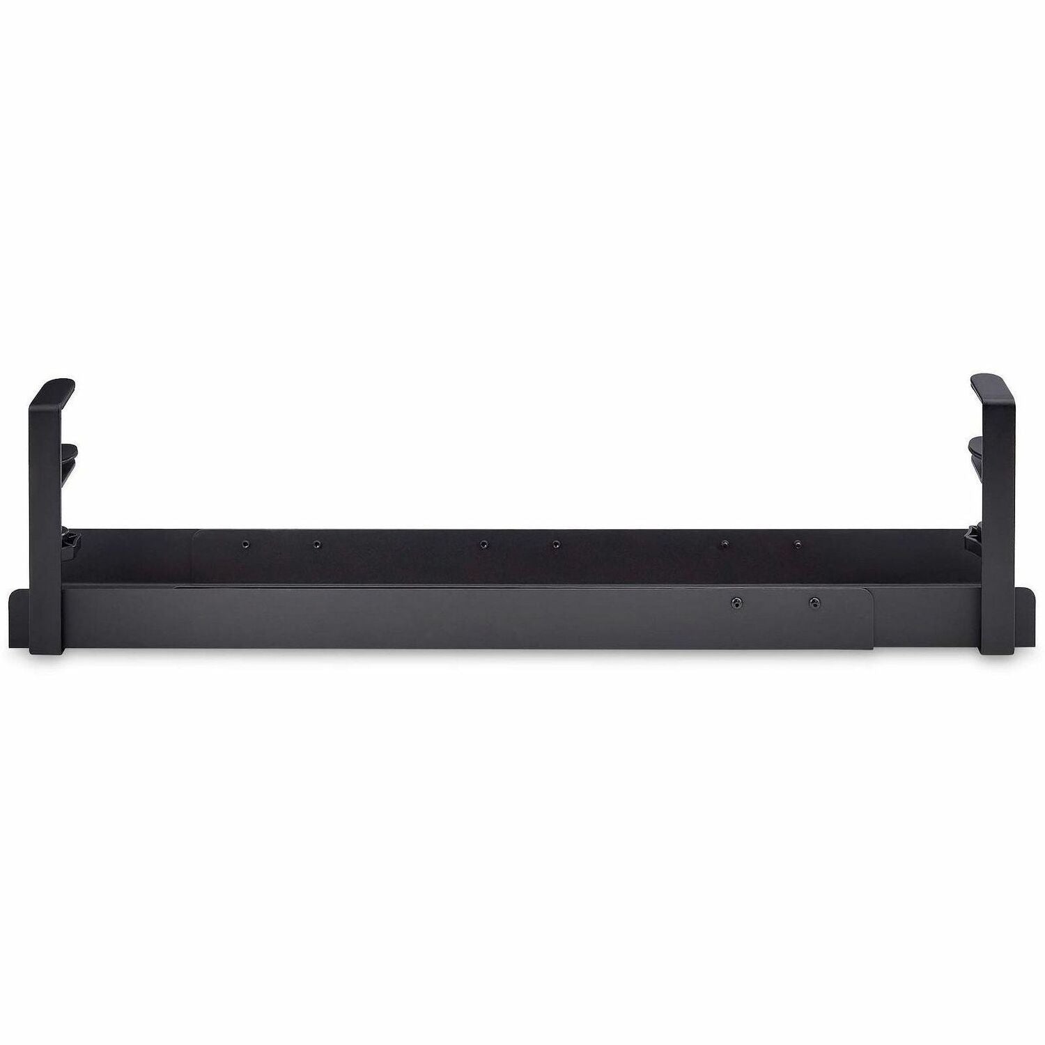 StarTech.com Under Desk Cable Management Tray, Length Adjustable, Clamp-On Installation, No Drilling Required, Black - CALB-DESK-CABLE-TRAY