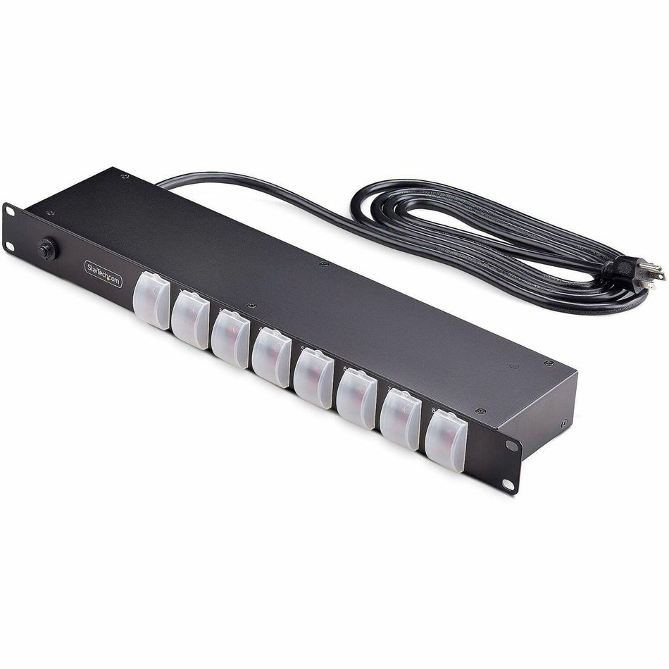 StarTech.com 8-Outlet Horizontal Rack Mount PDU, 1U Power Strip, Outlet On/Off Switches, 15A Circuit Breaker, 8ft/2.4m Cord, NEMA 5-15P/R - 8NS8-RACK-MOUNT-PDU
