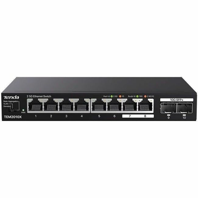 Tenda 8-Port 2.5G Ethernet Switch With 2*10G SFP + Slots - TEM2010X