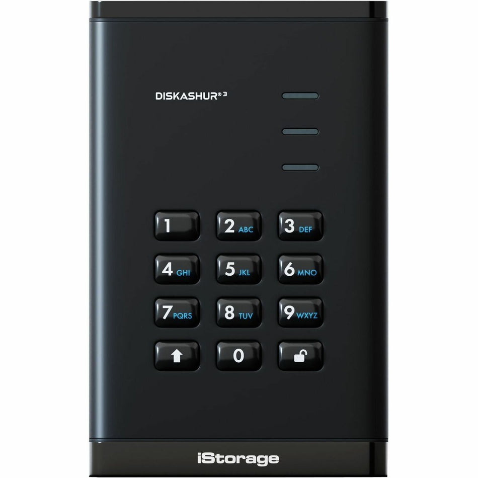 iStorage diskAshur3 500 GB Portable Hard Drive | Black | Incorporated Common Criteria EAL 5+ | PIN protected | AES 256-bit Full Disk Hardware Encryption | Dust/Water Resistant | TAA Compliant - IS-DA3-256-500-B