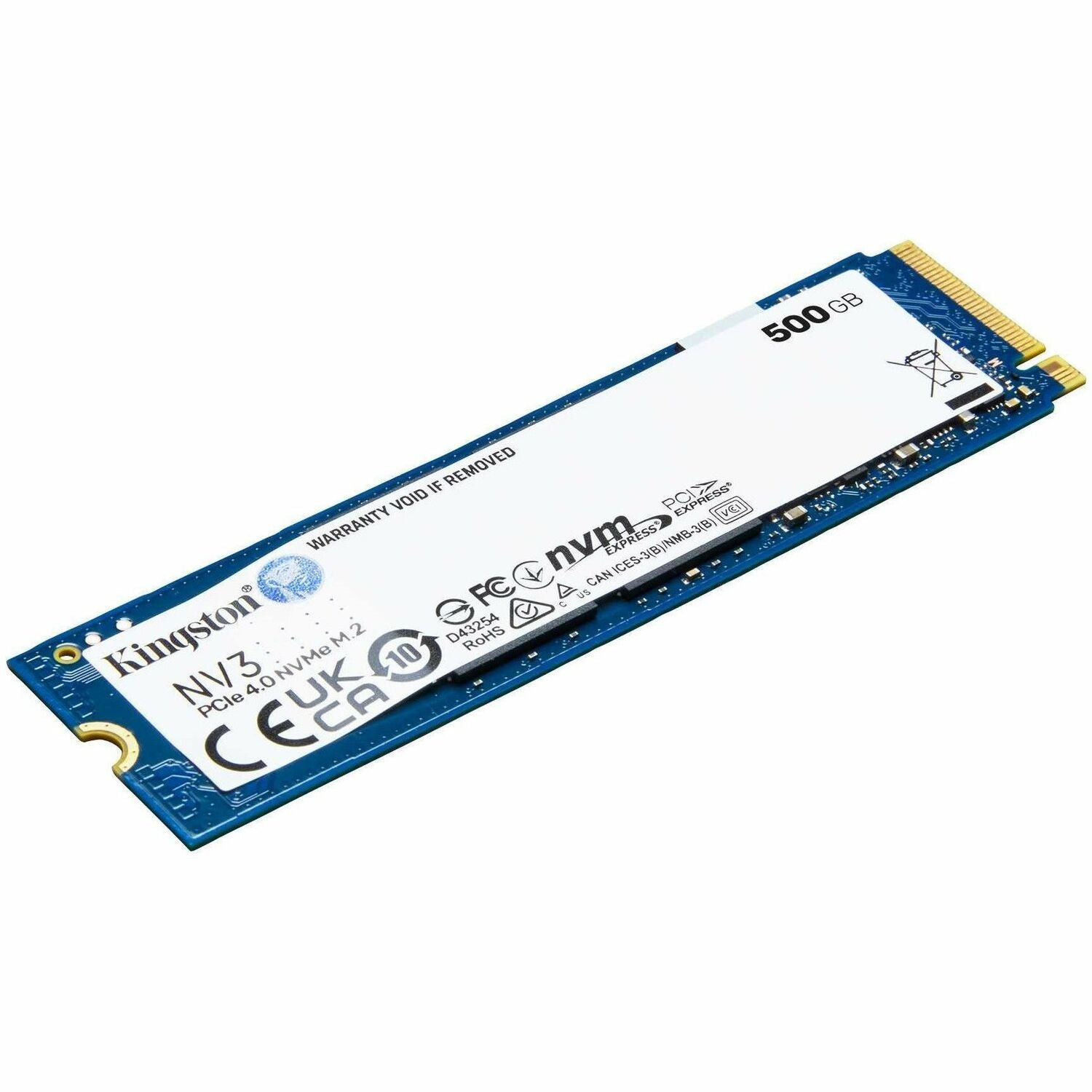 Kingston NV3 500 GB Solid State Drive - M.2 2280 Internal - PCI Express NVMe (PCI Express NVMe 4.0 x4) - SNV3S/500G