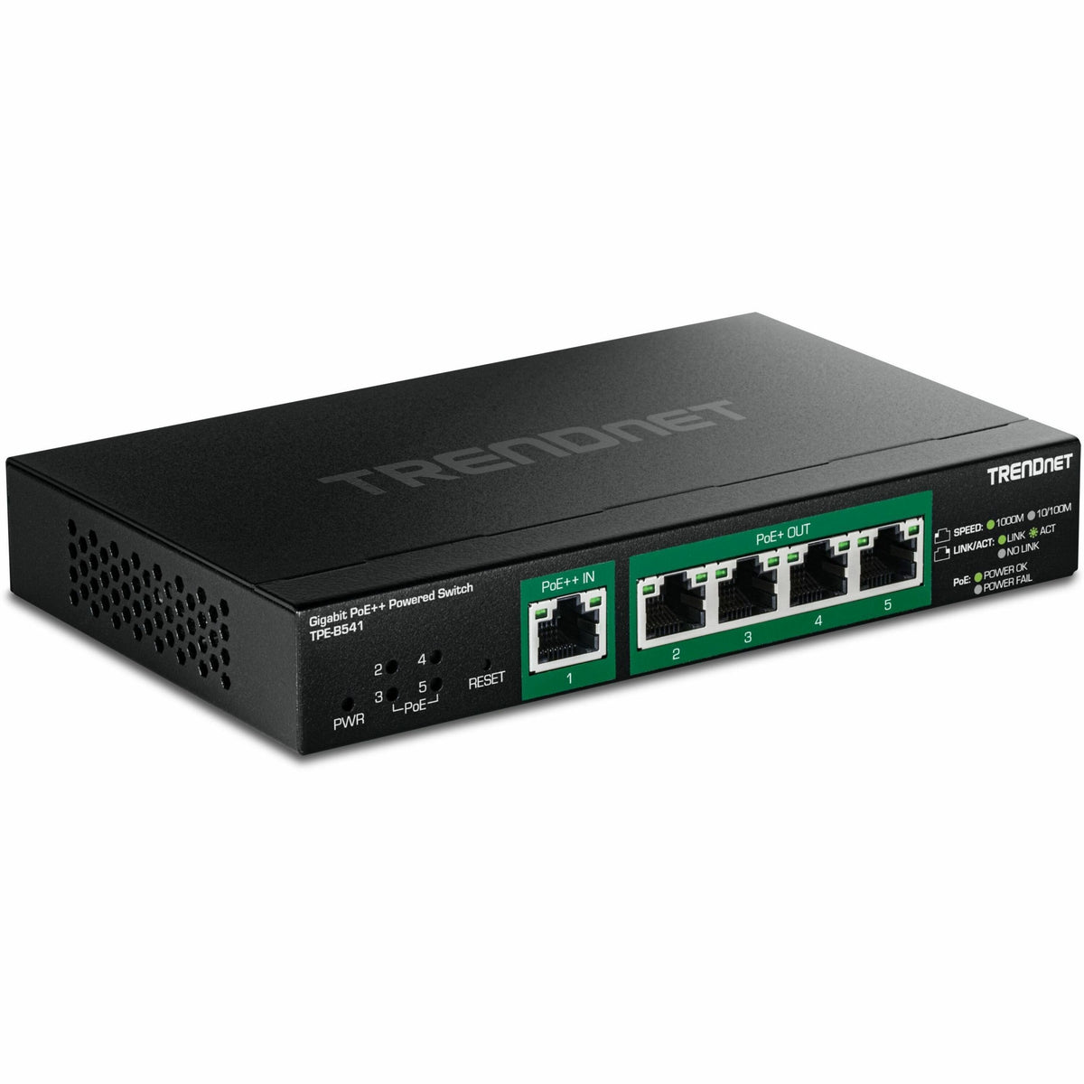 TRENDnet 5-Port Gigabit PoE++ Powered Managed Switch with PoE Passthrough - TPEB541