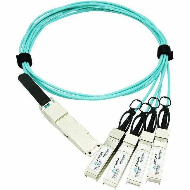 Axiom 100GBASE-AOC QSFP28 to 4 SFP28 Active Optical Cable Dell Compatible 10m - AOC-QSFP-4SFP28-25G-10M-AX