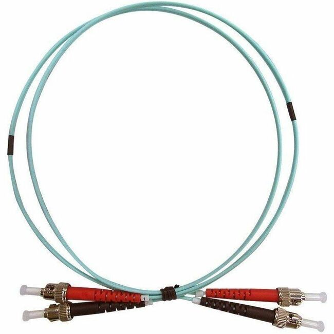 Monoprice Multi-Mode OM4 Fiber Optic Cable - ST-ST UL 3mm 50/125 OFNR Duplex Aqua 1m - 39436