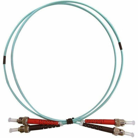 Monoprice Multi-Mode OM4 Fiber Optic Cable - ST-ST UL 3mm 50/125 OFNR Duplex Aqua 1m - 39436