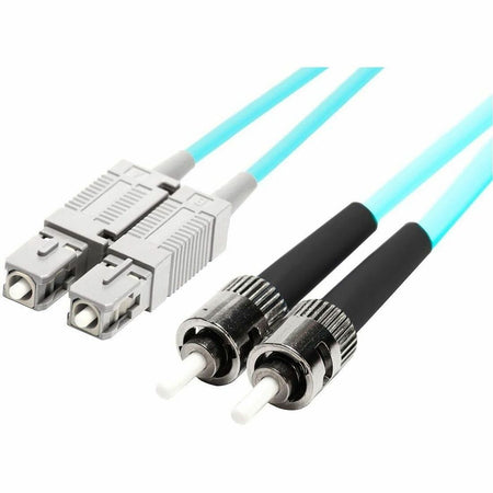 Monoprice Multi-Mode OM4 Fiber Optic Cable - SC-ST UL 3mm 50/125 OFNR Duplex Aqua 1m - 39434