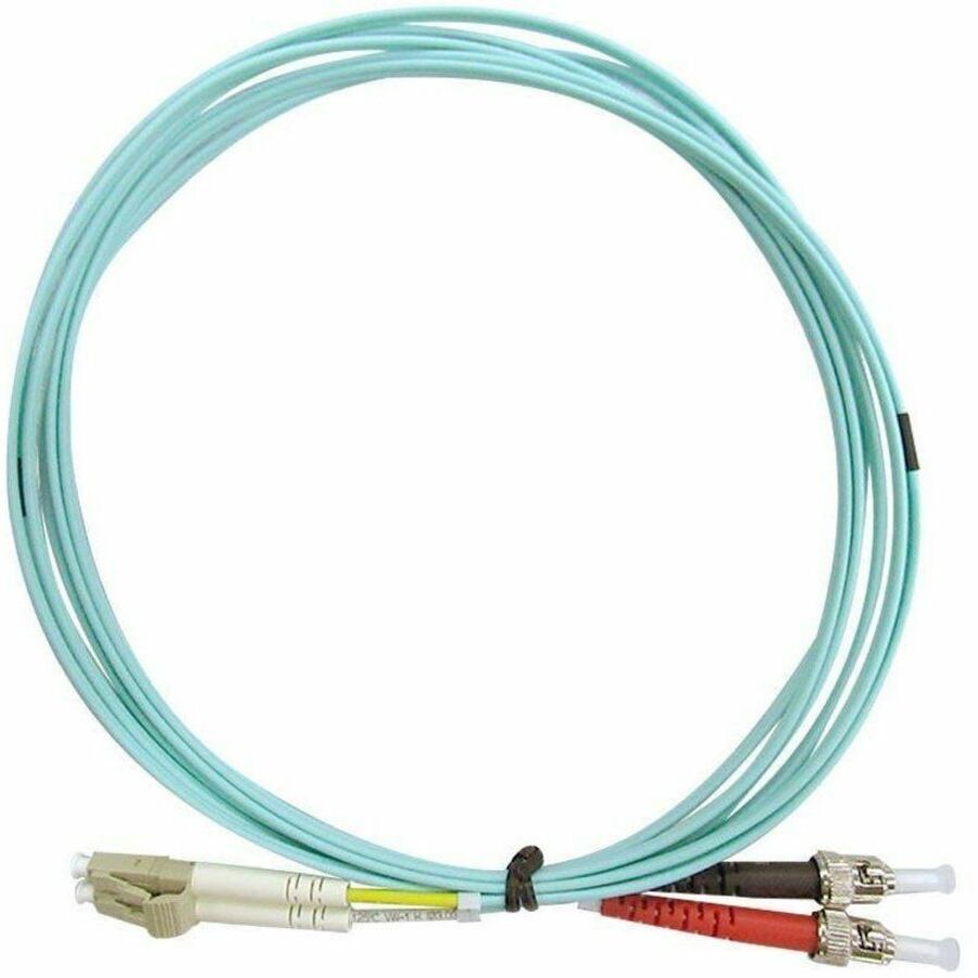 Monoprice Multi-Mode OM4 Fiber Optic Cable - LC-ST UL 50/125 OFNR Duplex Aqua 1m - 39430