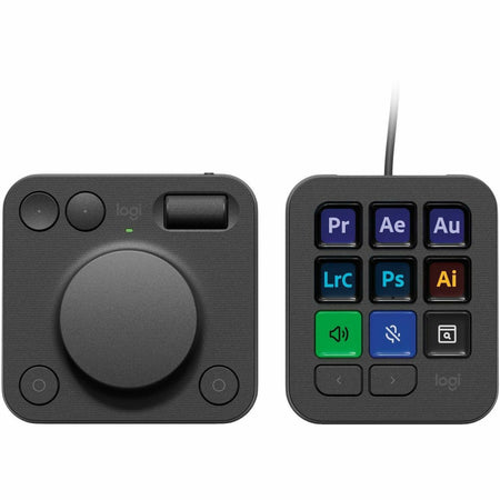 Logitech MX Creative Console, Programmable Keypad With 9 Customizable LCD Keys and Control Dial for Graphic Design, Video Editing, Photography, use with Adobe, Zoom, Spotify and more (Graphite) - 920-012660