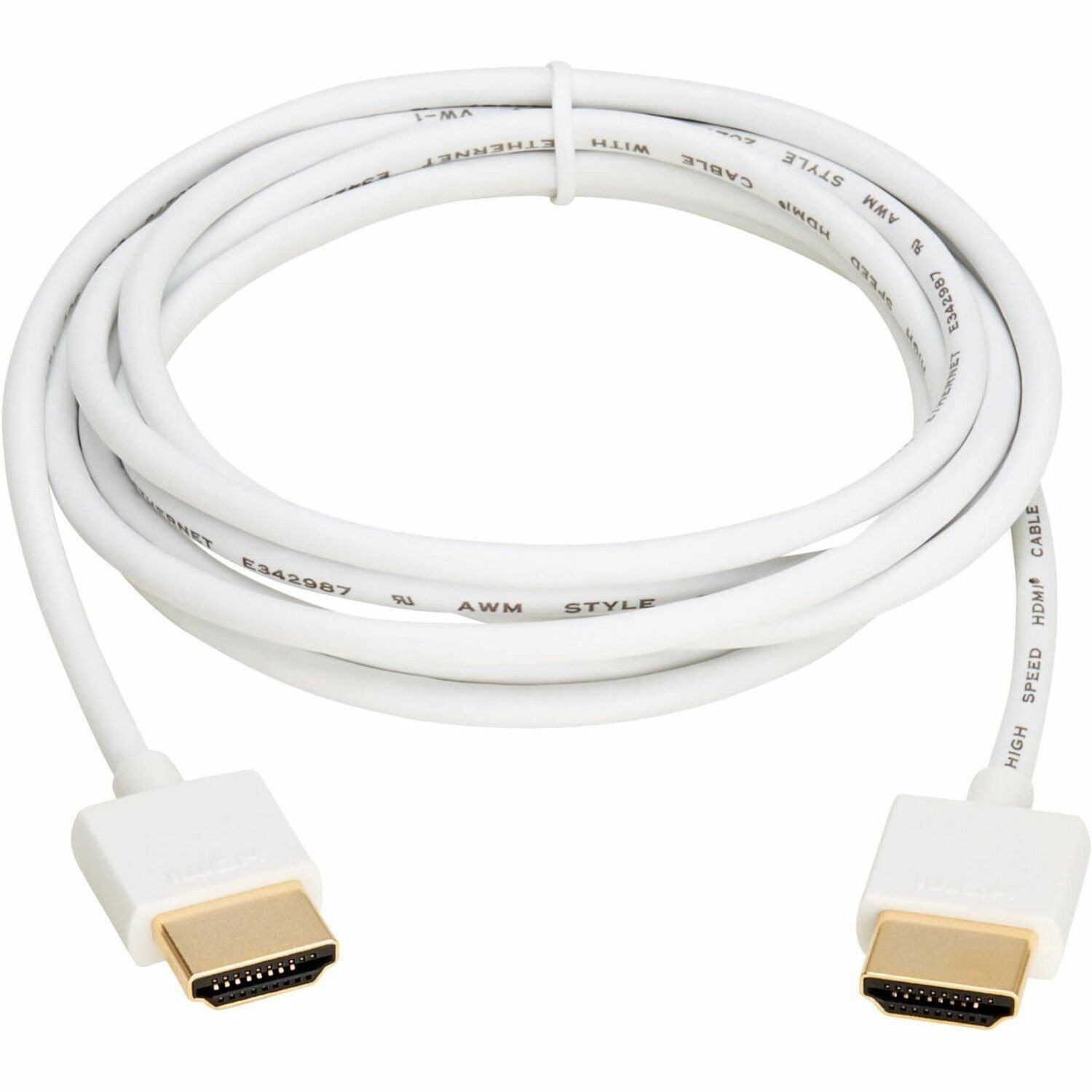 Eaton Tripp Lite Series Slim High-Speed HDMI Cable with Ethernet and Digital Video with Audio, UHD 4K 60 Hz (M/M), White, 10 ft. (3.1 m) - P569-010-SLIM-W